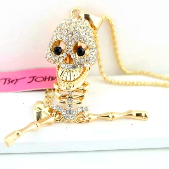 Choose your color gold plated pink or white crystal skeleton necklace - Picture 10 of 16
